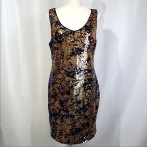 Gorgeous Soprano sparkly black & copper tank mini dress. L.